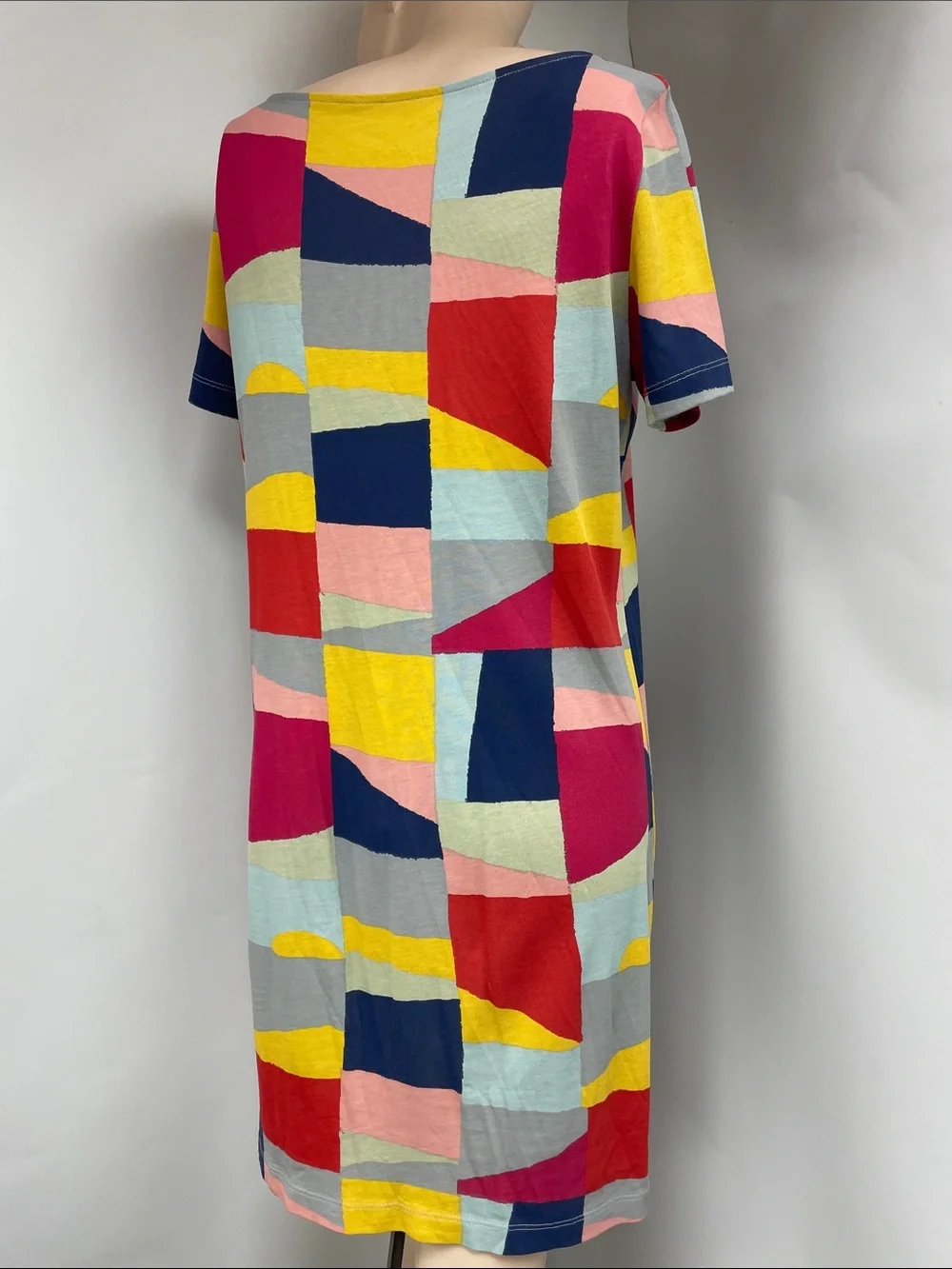 Tory Burch Colorblock Geometric Shift Mini Dress in Red, Yellow, Navy, Pink